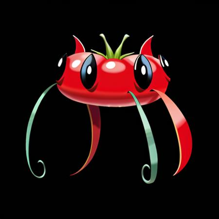 solo,Pokemon, tomato monster, ,Pokemon, Black Background