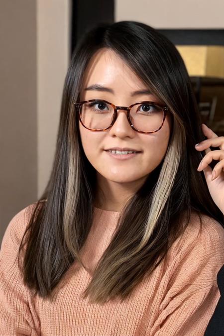 Photo of (jeann1el33), with glasses. <lora:jeannie_potastic_v1.0.1:0.725>
