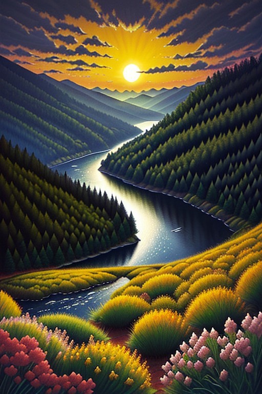 A captivating night scene illustration featuring a beautiful scene of the great out doors in the pacific northwest..   There are great mountains, pine forests, and rivers.  It is an outdoorsman's dream.  This enchanting artwork captures a serene and peaceful night, where the sun is just starting to rise over the beautiful hills and castle which   stands resolute amidst hills of Wales, creating a cinematic experience., illustration, cinematic
<lora:DonM3t3rn1tyXL-v1.1:0.7>, DonM3t3rn1tyXL,
OverallDetailXL  <lora:MJ52:0.3>  <lora:SDXLFaeTastic2400:0.4>  <lora:EpicF4nta5yXL:0.7>