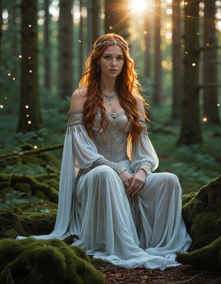 freyja, auburn hair, braided hair, magic, forest, mythic beauty, <lora:NBN-Freyja_NordicByNature:0.8>, ,Freya sitting on a throne made of silver and stars, ruling over love and war,low light, soft natural light, Rembrandt style light, Hasselblad DLSR camera, 200mm Zeiss lens, f/2.8, clear focus, high resolution image, ,Sexy pose, erotic pose, exhibitionism, ,crystal palace