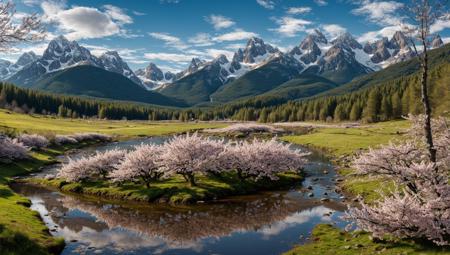 ((masterpiece:1.4,best quality)), cloud,   outdoors
(mountains), spring glade, scenery, sky,
(noon:1.4), high detail, abundant, 8k, high detail, wallpaper