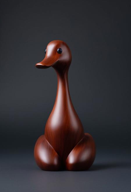 (expert craftsmanship:1.8), (high resolution, product photography, photo studio background:1.2), (traditional wooden toy animal, duck:1.8), (fine wood, dark realistic wood material:1.5), (simple form, abstract form, multiple parts:1.9), (finely crafted parts, simple shape, elegant shape, ambiguous shape, stout shape, innocent shape:1.4), (comfortable, playful, friendly:1.5), (whimsical:1.7), (Bauhaus Design aesthetic, made in Denmark:1.7)