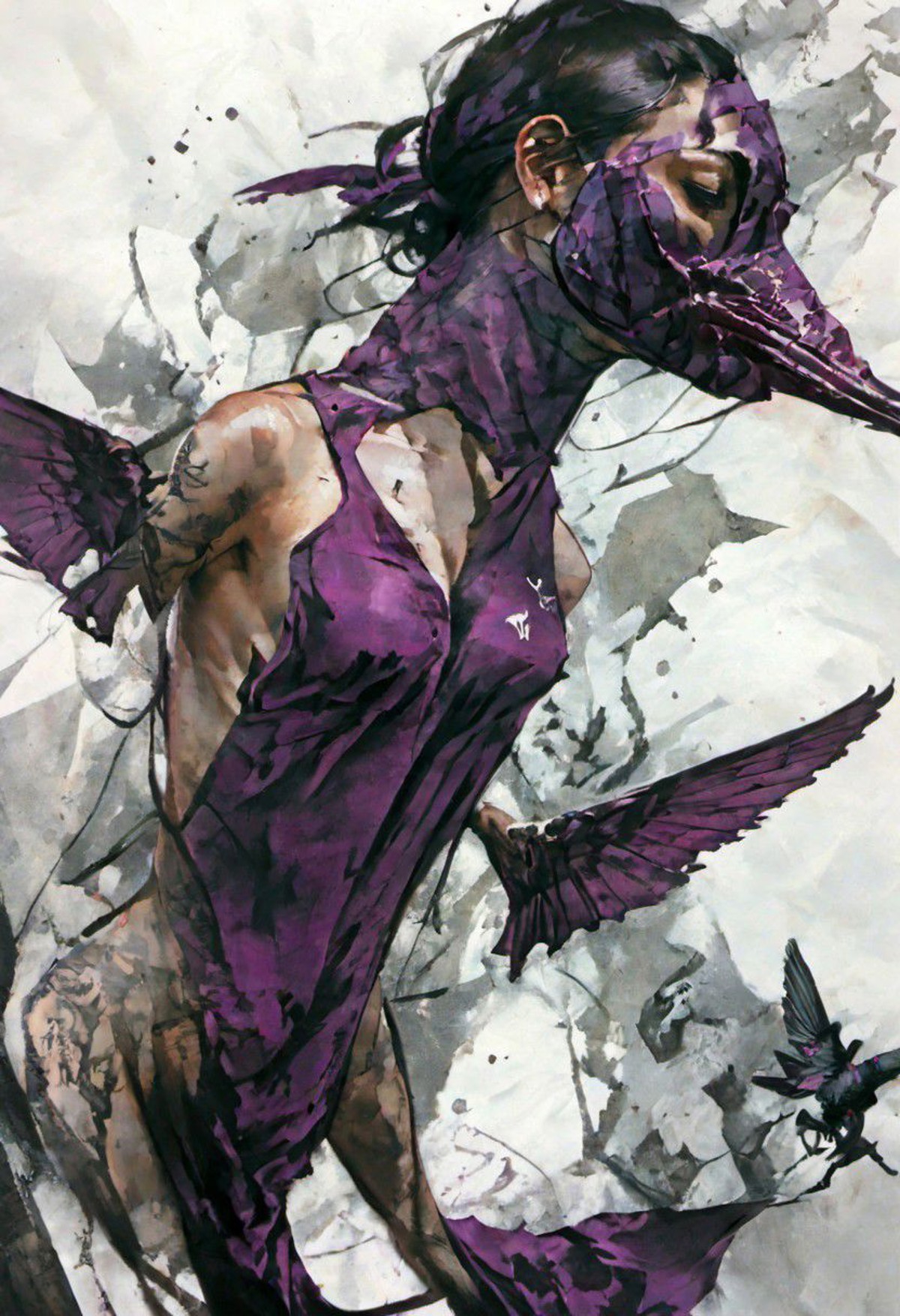 style inspiration Art by Jim Mahfood, Henry Asensio, Vector Create a tattoo with an exquisite ink design on white paper th...