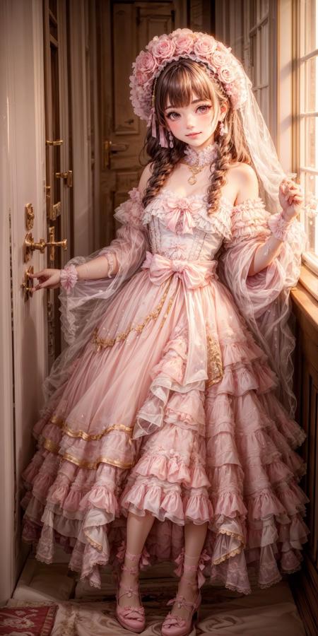Kawaii Fashion: Pastel Pink Beaded Floral Hime Lolita Gown v1.0