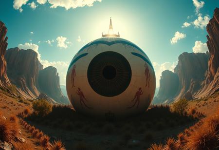 cinematic, 32k, hyper detailed, a giant eyeball in the day,