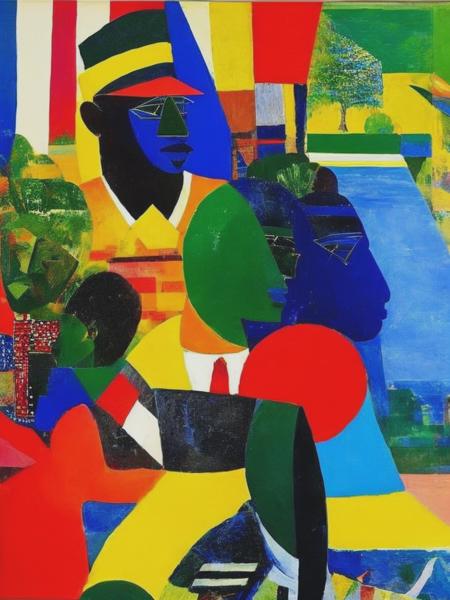 <lyco:RomareBearden:1.0> romare bearden colorfull depiction