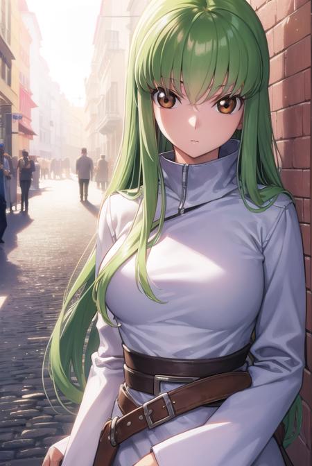 codegeasscc, <lyco:codegeasscc-lyco-nochekaiser:1>, 
cc, (brown eyes:1.5), green hair, long hair, straight hair,
BREAK straitjacket, (white straitjacket:1.5), wide sleeves, belt, black belt,
BREAK outdoors, city,
BREAK looking at viewer, (cowboy shot:1.5),
BREAK <lyco:GoodHands-beta2:1>, (masterpiece:1.2), best quality, high resolution, unity 8k wallpaper, (illustration:0.8), (beautiful detailed eyes:1.6), extremely detailed face, perfect lighting, extremely detailed CG, (perfect hands, perfect anatomy),