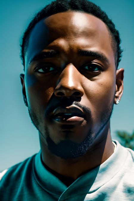 instagram photo, closeup face photo of Kendrick Lamar, hard shadows