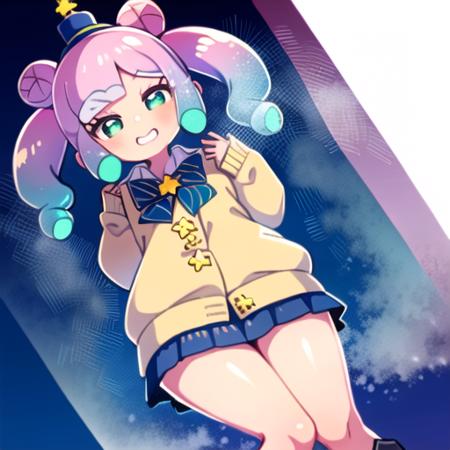 masterpiece, best quality, (1girl, solo),
gal puniru, 1girl, pink hair,, skirt, smile, solo, mini hat, slime girl, hair bun, multicolored hair, blue hair, hat, cardigan, monster girl, gradient hair, mini top hat, green eyes, pleated skirt, twintails, school uniform, bow, top hat, black skirt, looking at viewer, long hair, double bun, grin, miniskirt, bowtie, blush
<lora:GalPuniru:0.7>