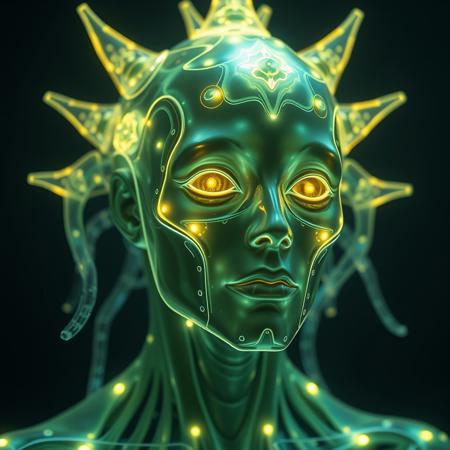 Masterpiece, a bioluminescence translucent polonium/humanoid, 32k, 16k, 8k, cinematic art,