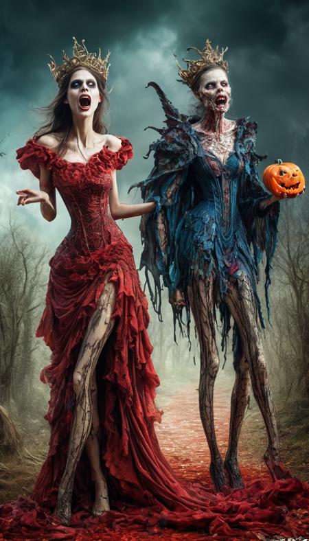 Gothic style ethereal fantasy concept art of macabre style,body,full body,Fairy tales sorcerer woman,[Infection Macabre Zombie Aberration],open mouth on terrific teeth,Watercolor with ink pen outline,ultrarealistic,sharp features,majestic,a million details Style of Alberto Sevesso [Nero and Rosso Palette],dario argento,ethereal,sadness,ominous,scarred,highly detailed,vibrant,production cinematic character render,ultra high quality model,detail textures,detail face,reptilian eyes,vray,3D octane render . Magical,fantastical,enchanting,storybook style,highly detailed,detailed skin texture,. Dark,mysterious,haunting,dramatic,ornate,detailed