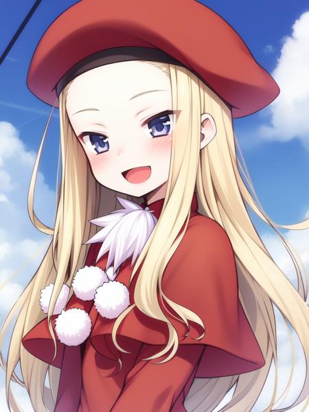 Belfraw_Martini, 1girl, solo, blush, hat, beret, capelet, pom pom (clothes) Belfraw_Martini, 1girl, soro, red_hat, long hair, blonde hair, grey eyes, very long hair, bangs, Belfraw_Martini, 1girl, soro, long hair, blonde hair, grey eyes, very long hair, bangs,