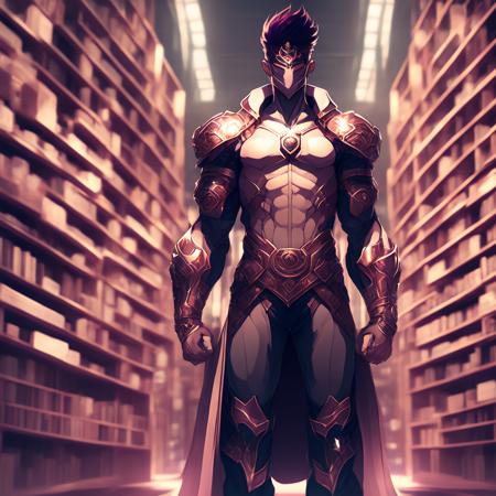 anime Strong Champion man Standing Guard in the Infinite Library of All Knowledge (GateKeeper style:1) <lora:djzGateKeeper:0.8)