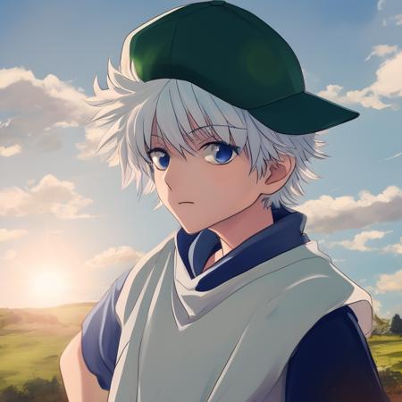 <lora:killua_zoldyck:0.65> 1boy ,killua_zoldyck, solo, park, wearing cap,sunshine,best_quality,looking away