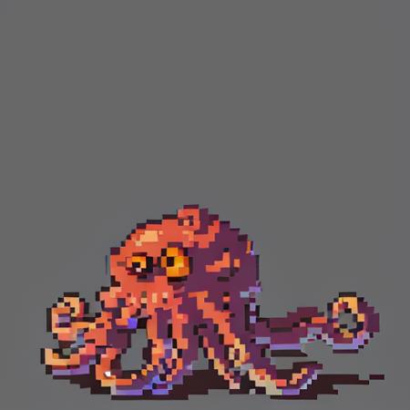 <lora:SNES Earthbound Enemies V11-000008:1.0>,Earthbound_enemy, neutral grey background, pixelart, drop shadow, <lora:octopus_v0.5:1> octopus, giant monster