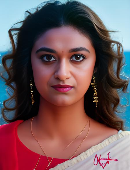 KeerthySuresh, art by Nickolas Muray, photograph, Welcoming Algerian Woman, ImÄm, High-Tech hair, horizon-centered, Ultrarealistic, Frightening, film grain, Iphone X, F/8, Kodak Ektar, artstation,  <lora:KeerthySureshSD1.5:1>