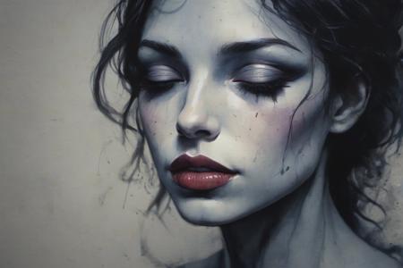 watercolor, dark, dark textured background, medieval rogue woman, eyes closed, black lips, Conrad Roset, Brian Froud, vivid colors, dramatic composition <lora:linquivera:1>  <lora:add-detail-xl:0.8>
