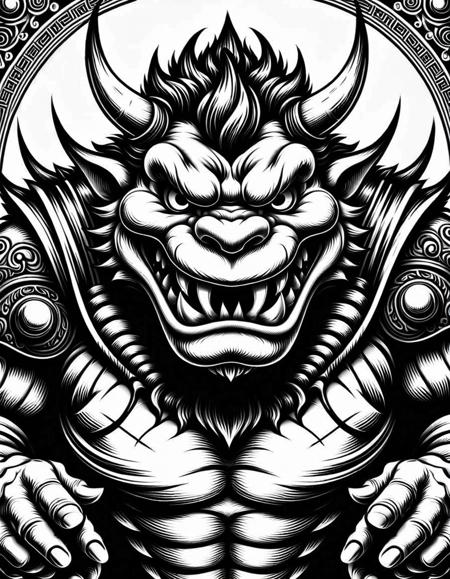 cinematic still lineartlora, bowser, portrait, monochrome, black and white . emotional, harmonious, vignette, 4k epic detailed, shot on kodak, 35mm photo, sharp focus, high budget, cinemascope, moody, epic, gorgeous, film grain, grainy, lineartlora, bowser, portrait, monochrome, black and white, highly detailed, cinematic composition, dramatic glowing, sharp focus, elegant, intricate, magical, futuristic, surreal, extremely detail, professional, fine polished, clear, color, perfect, symmetry, atmosphere, great, luxury, winning, awesome, full artistic, cool, gorgeous, creative