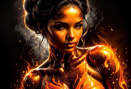 Silhouette real, breathtaking detailed, masterpiece, lovely, charming, awe-inspiring, radiant, magnificent. (real female withvibrant orange glowing smoldering accent and shiny gold color scheme:1.02). glossy.
<lora:InkArtXL_1.2:0.4> <lora:FaeTastic:0.35> . award-winning, professional, highly detailed . extremely high-resolution details, photographic, realism pushed to extreme, fine texture, incredibly lifelike, high contrast, well defined, realistic skin, detailed skin.