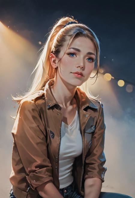 score_9, score_8_up, score_7_up,
1girl, pale, light blue eyes, long blonde hair, high ponytail, (sun tan:0.6), small breasts, (sagging breasts:0.7), (shiny skin:0.8), (smile:0.4).
open denim shorts, open leather bomber jacket, busy urban street, at night.