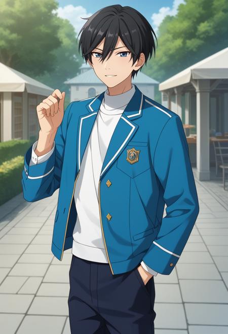 Hokuto Hidaka, black hair, blue eyes,