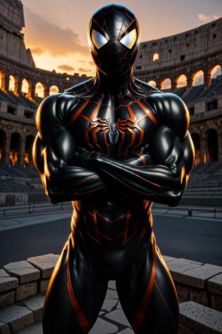 <lora:armspiderverse_v3:1> armspiderverse
masterpiece, highly detailed 8k raw photo, best quality, volumetric lighting and shadows, render in arnold
a man in venom spidersuit, (Hands clasped in front, showing attentiveness:1.2)
colosseum background