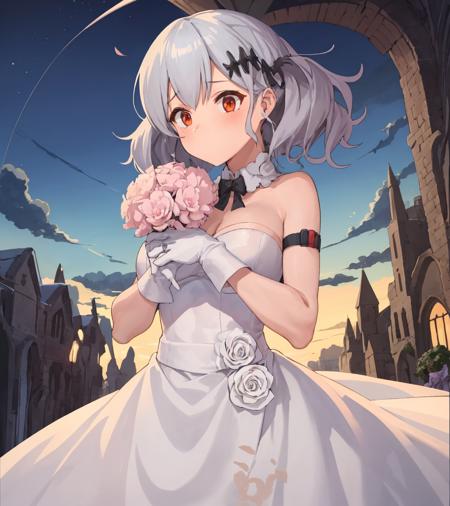 (1girl, SPAS12:1), (fivesevenwedding:1), wedding, crowd, alter, holding bouquet, own hands together, 
<lora:SPAS12:1> <lora:FiveSevenWedding_Costume:1>