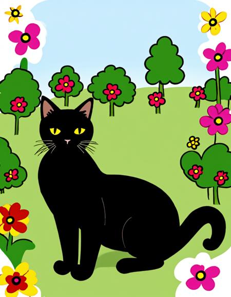 black cat in garden, kkw-Easy-Draw <lora:kkw-Easy-Draw-v1.0a:.3>