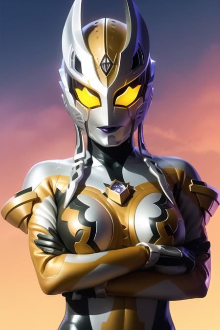 Best quality, masterpiece,
1girl, <lora:Carmeara:0.7>, Carmeara, armor, bodysuit, breasts, colored_sclera, giant, glowing, helmet, mecha, violet lips, (medium breasts:1.1), solo,