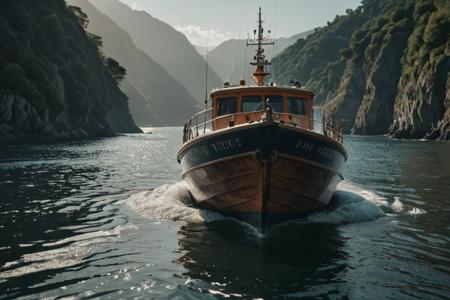 a boat, award winning photograph + cinematic shot + photos taken by ARRI 65 + incredibly detailed, sharpen, details + professional lighting, photography lighting + 50mm, 80mm, 100m + lightroom gallery + behance photographys + unsplash, global illumination