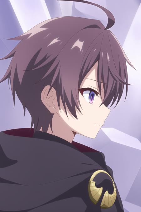 leonis death magnus 1boy brown hair  purple eyes ahoge