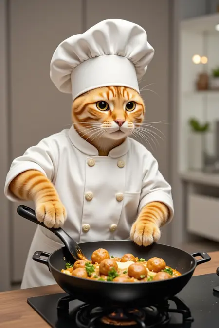 橘猫做饭-动物拟人模型
