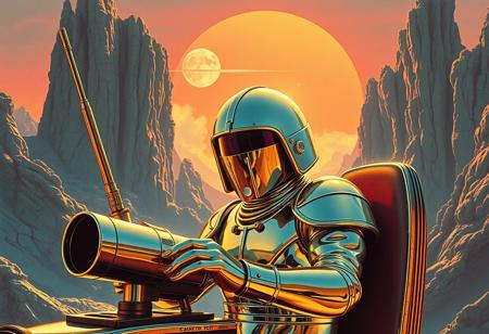 Syd mead , 1970s retrofuturism, chrome and gold