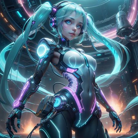 <lora:PlasmaTech-20:0.9>, plasmatech , scifi, plasma filaments, glass, 
plasma skin, colored skin,  1girl, glowing eyes, hatsune miku,