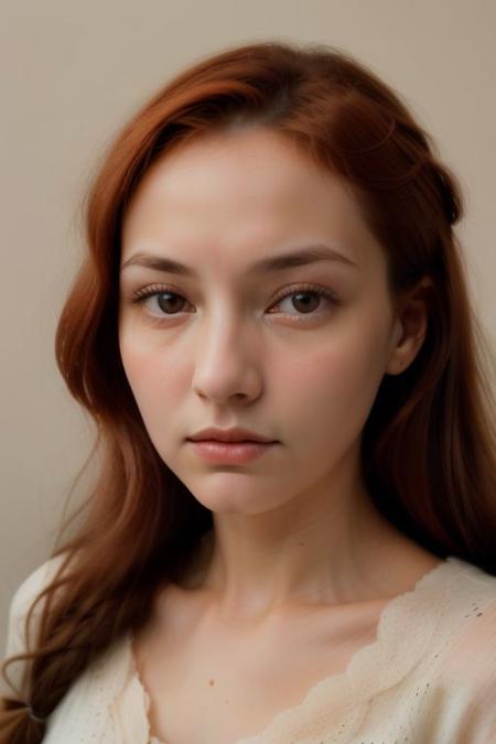 1girl, ginger, face, light hazel eyes, worried