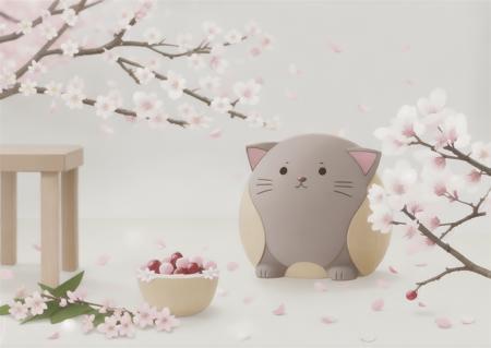 (animal:0.776), (bento:0.514), (bow:0.890), (bowtie:0.866), (branch:0.998), (cat:0.915), (cherry_blossoms:1.000), (dango:0.902), (eighth_note:0.537), (flower:0.999), (hanami:0.984), (instrument:0.511), (musical_note:0.975), (no_humans:0.956), (petals:0.707), (pink_flower:0.999), (plum_blossoms:0.642), (sanshoku_dango:0.883), (sitting:0.615), (spring_\(season\):0.940), (tree:0.980), (wagashi:0.814), (white_flower:0.608)