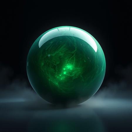 Huge jade  orb with black glowing aura. Simple background,  dark background, cinematic view, no more text