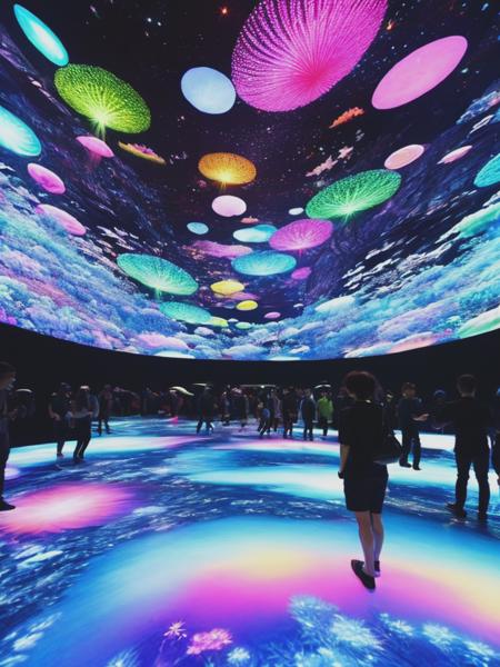 <lyco:teamLab:1.0> epic huge intricate insanely detailed impossible magical dramatic alien translucent augmented reality experience, the style of teamLab,