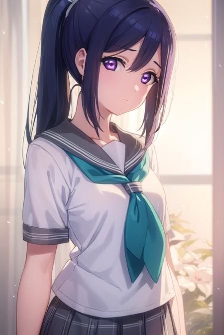 kananmatsuura, <lora:kanan matsuura s2-lora-nochekaiser:1>,
kanan matsuura, long hair, blue hair, (purple eyes:1.1), ponytail, sidelocks,
BREAK skirt, school uniform, short sleeves, pleated skirt, serafuku, socks, neckerchief, kneehighs, black socks, green neckerchief, grey skirt, uranohoshi school uniform,
BREAK indoors, classroom,
BREAK looking at viewer, (cowboy shot:1.5),
BREAK <lyco:GoodHands-beta2:1>, (masterpiece:1.2), best quality, high resolution, unity 8k wallpaper, (illustration:0.8), (beautiful detailed eyes:1.6), extremely detailed face, perfect lighting, extremely detailed CG, (perfect hands, perfect anatomy),