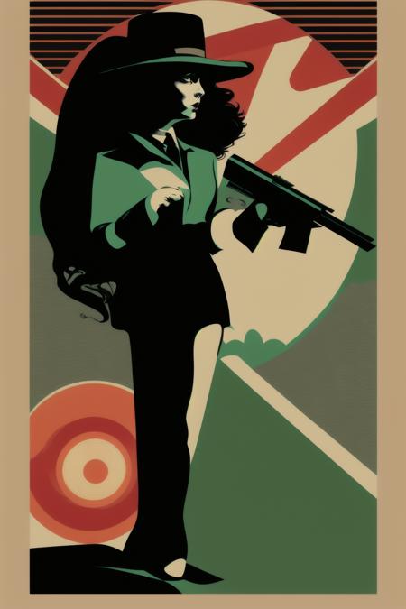 psychedelic_noir ,  a green poster with a gun on it