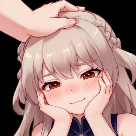 girl, close up, embarrassed with hands on cheek, headpat, <lyco:Emotes-remaster-v4:1.0>