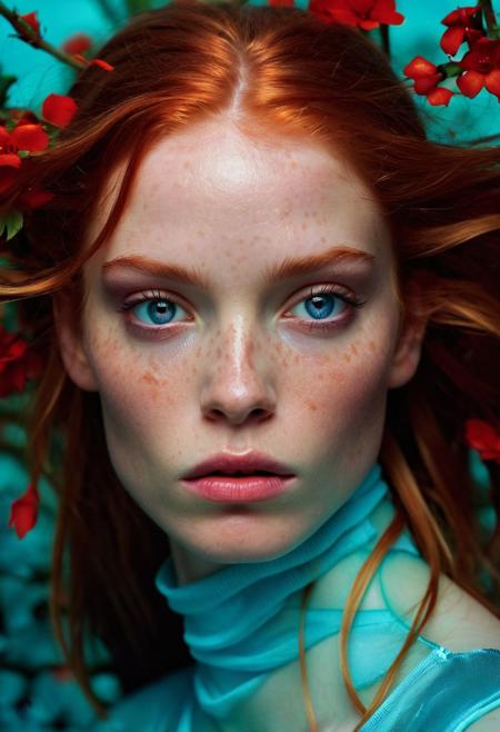 against glass,(masterpiece, best quality:1.4), perfect body,  long hair, brown hair, brown eyes, parted lips, , detailed skin,model photoshoot,((light red hair)), photography by (Ethel Warwick:1.3), modelshoot, pose, , (Ethel Warwick: 1,2) award winning photo macro shot of a beautiful albino young woman lying in a majestic black flowerbed,, dynamic lighting, cinematic still, , screencap, skin texture, (Motion Blur Photography by Sarah Charlesworth and Andres Serrano:1.2),art by Esperanza Zabala and Jan Micker and Igor Kieryluk, (cloudy and cultural awareness and Darkened atmosphere, mysterious glow, aesthetic of postcolonial art and impressionism:0.1), artistic magnum opus with polished details, (moonstone white and teal colors:0.1), <lora:MJ52:0.3> <lora:xl_more_art-full_v1:0.3><lora:MJ52:0.5>>contemplative, smirk, piercing blue eyes, extremely long hair, sleek hair, portrait, dynamic pose, (blue turtleneck), 100mm f/2.8 macro lens, , full body, battle stancevibrant, highly detailed,byJocelyn Hobbie and Charles Dwyer, Triadic color guide,Leica Q2 with Summilux 28mm f/1.7 ASPH, hanfu,clear face, Ultra High Resolution, wallpaper, 8K,Rich texture details, hyper detailed, detailed eyes, detailed background, dramatic angle, epic composition, SimplepositiveXLv1 (masterpiece, high quality, fisheye:1.2), (close-up portrait:1.1), solo, model photoshoot,, a stylish girl,