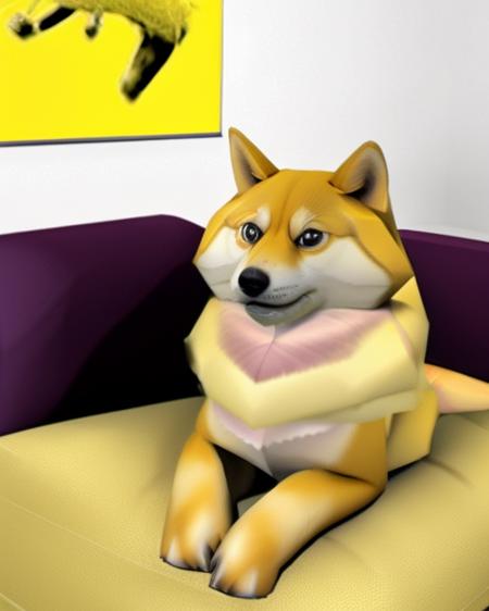 n64-lowpoly style close portrait of doge sitting in a yellow couch in a low poly room  <lora:N64 Lowpoly:1> <lora:Doge_mnty_merge60_30:.9>
