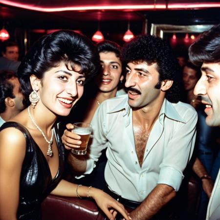 Iconic Photos From 1980's night clubs from Istanbul, lounge. movie stars (ferdi tayfur, aylin koca) , having fun , photos taken by Meryl Meisler