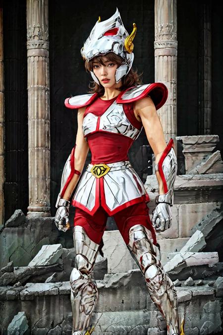 1 beauty girl, <lora:pegasus seiya_V2:1>,(brown hair:1.2),(take on helmet:1.2),(((SoLo))),
(MASTERPIECE:1.2),((ultra realistic:1.4)),(POST PROCESSING:1.3),((female FOCUSL:1.2)),((slender:1.2)), ((realistic ultra detailed Armor)),(shinning armor:1.2), ((reflection armor:1.2)),
((feet out of frame)),((from front:1.2)) ,((standing Pose:1.2)),
(detail skin:1.2),
realistic skin texture,best lighting,Fujifilm,(extremely detailed face and eyes and lips and eyelashes and hair :1.100),highres,detailed eyes and mouth and face,
Girl wearing armor,best quality,(dark red tight pants:1.2), ((greek temple ruins:1.2)),
feminine pose, (hair,eyes,iris,skin,cloth texture),
(denoise),(raw photo,8k uhd),(extremely fine,best quality),illustration,intricate,