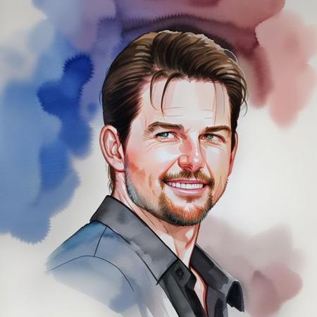 <lora:Watercolor_Painting:0.7> watercolor painting of  man, Tom Cruise