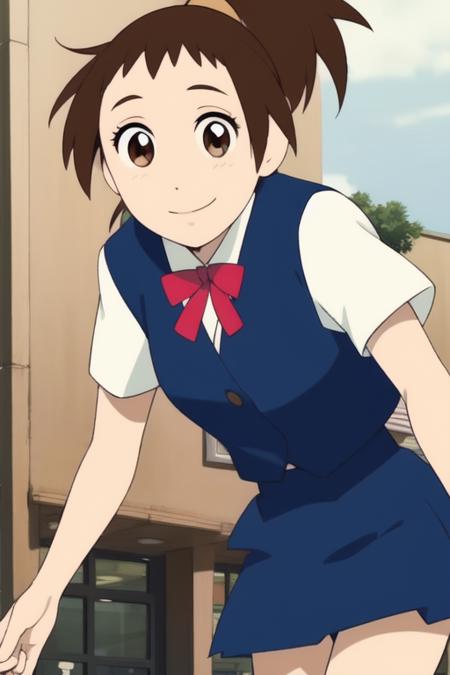 Yoshioka Haru, ponytail, brown eyes, brown hair, Yoshioka Haru,  school uniform, ponytail, 