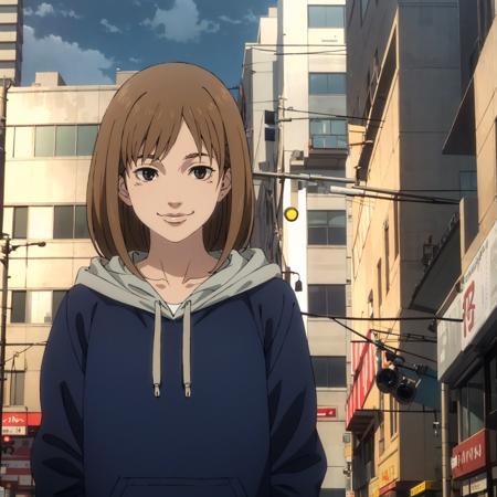 <lora:Noguchi001:0.7>,smile,
Noguchi,1girl,
brown hair,
hoodie,city,