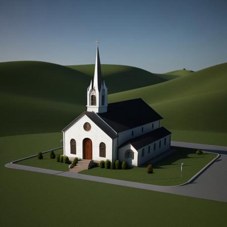 3d render, best quality, church on top of mountains,