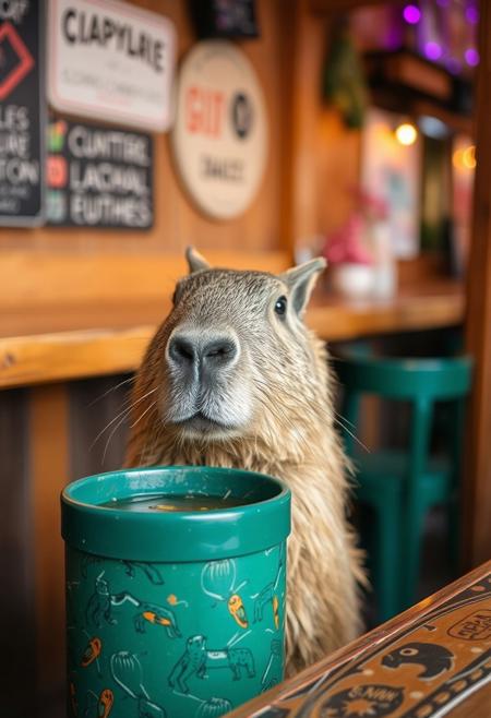 capybara at a crappy bar